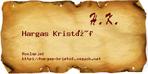 Hargas Kristóf névjegykártya